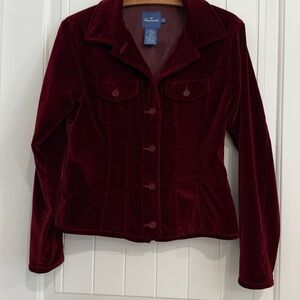 Faconnable luxury brand Women's Deep burgundy Velvet stretch Blazer